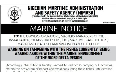 WARNING ON TAMPERING WITH THE FISHES CURRENTLY BEING WASHED ASHORE WITHIN THE MARINE ENVIRONMENT OF THE NIGER DELTA REGION