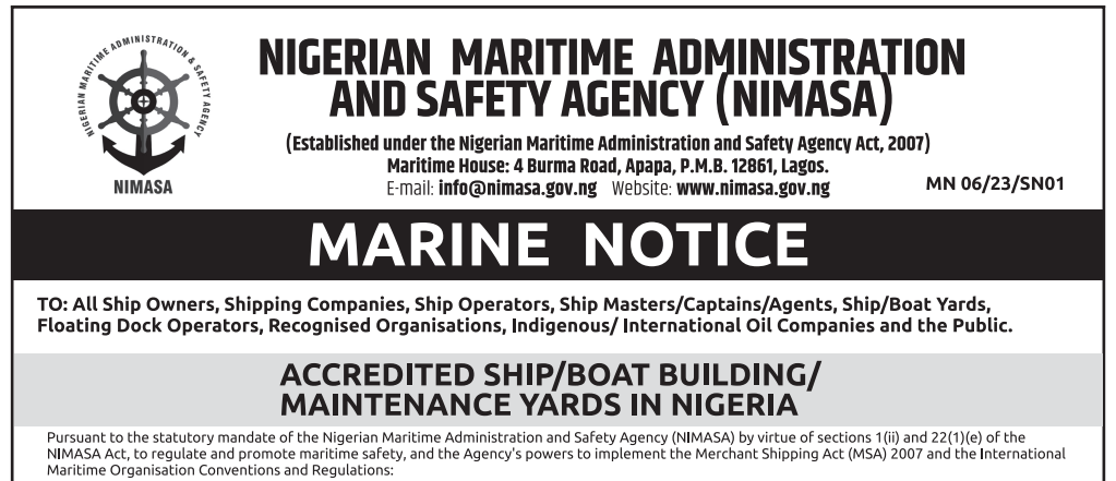 Accredited Ship/Boat Building/Maintenance Yards in Nigeria