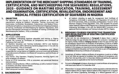Marine Notice on Implementation of the Merchant Shipping Regulations